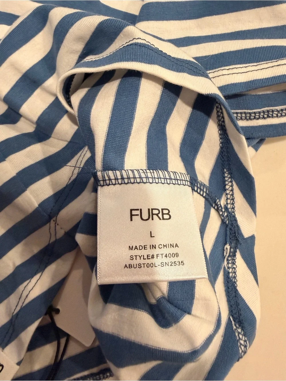 FURB Striped Pet T-Shirt Sz L